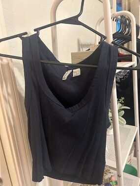 H&M Navy Ribbed V-Neck Tank Top